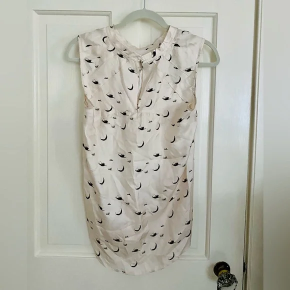 Anthropologie Nolita Silk Top Abstract Moon Print M